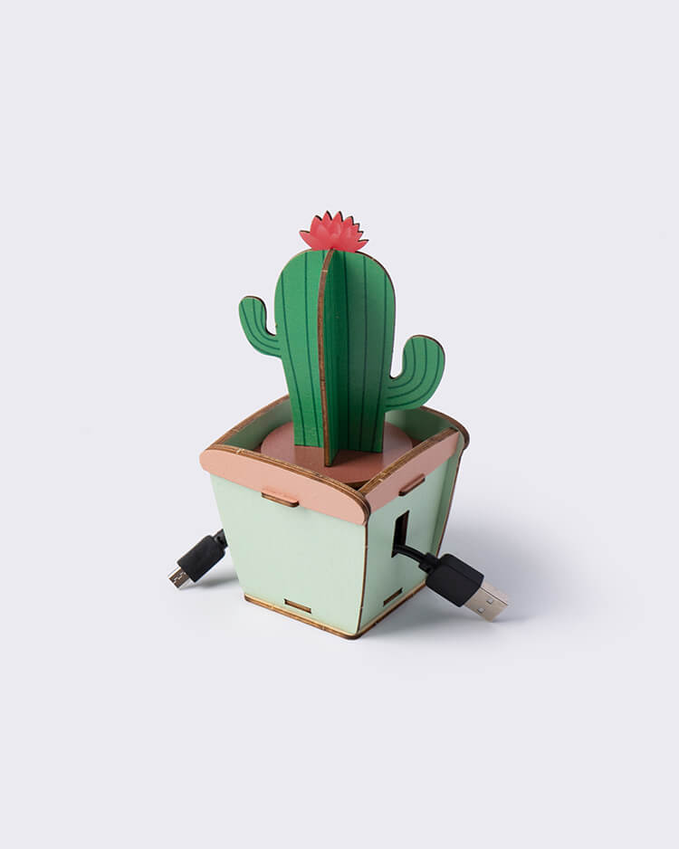 Team Green 木製拼圖系列：仙人掌造型電線收納盒