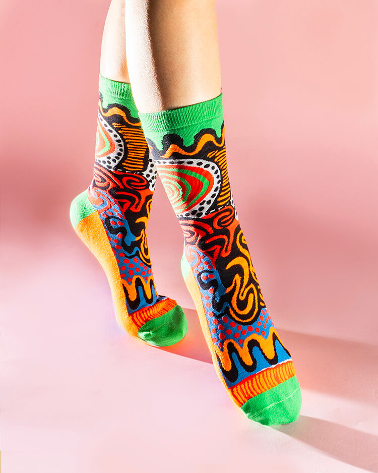 Yayoi Kusama 'Time, Not Eternity, Self-Destructs Now' Knitted Socks 