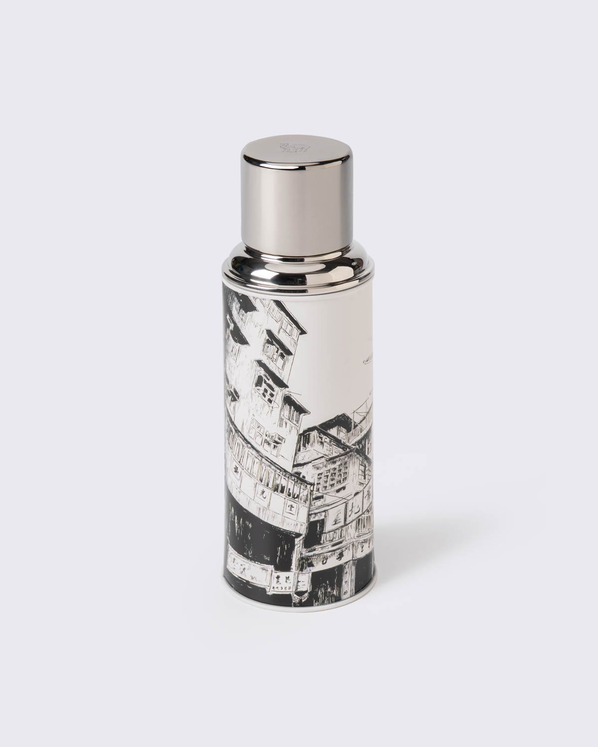 CAMEL, 450ML GLASS VACUUM FLASK "NOSTALGIA HK - KOWLOON CITY AND PLANE" DESIGNED BY PEN SO, 香港懷舊之情系列 - '城鎮與飛機' by Pen So, large