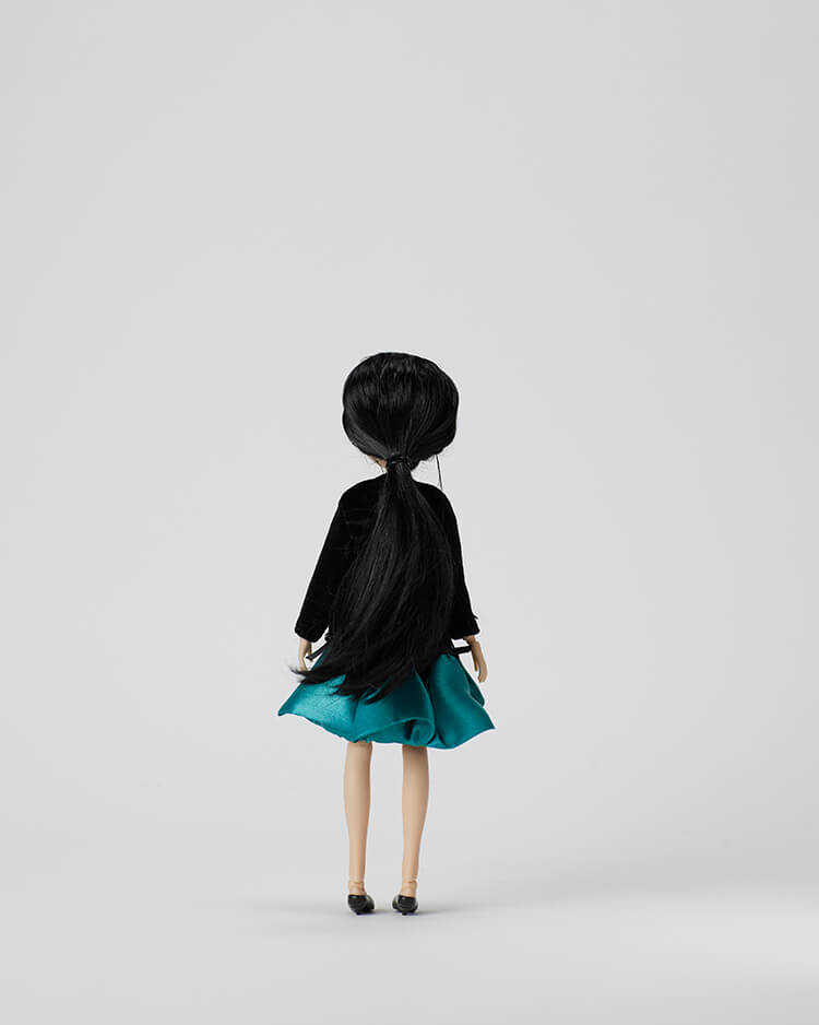 Ning Lau手工訂製娃娃 - 綠松石色褶皺小禮服