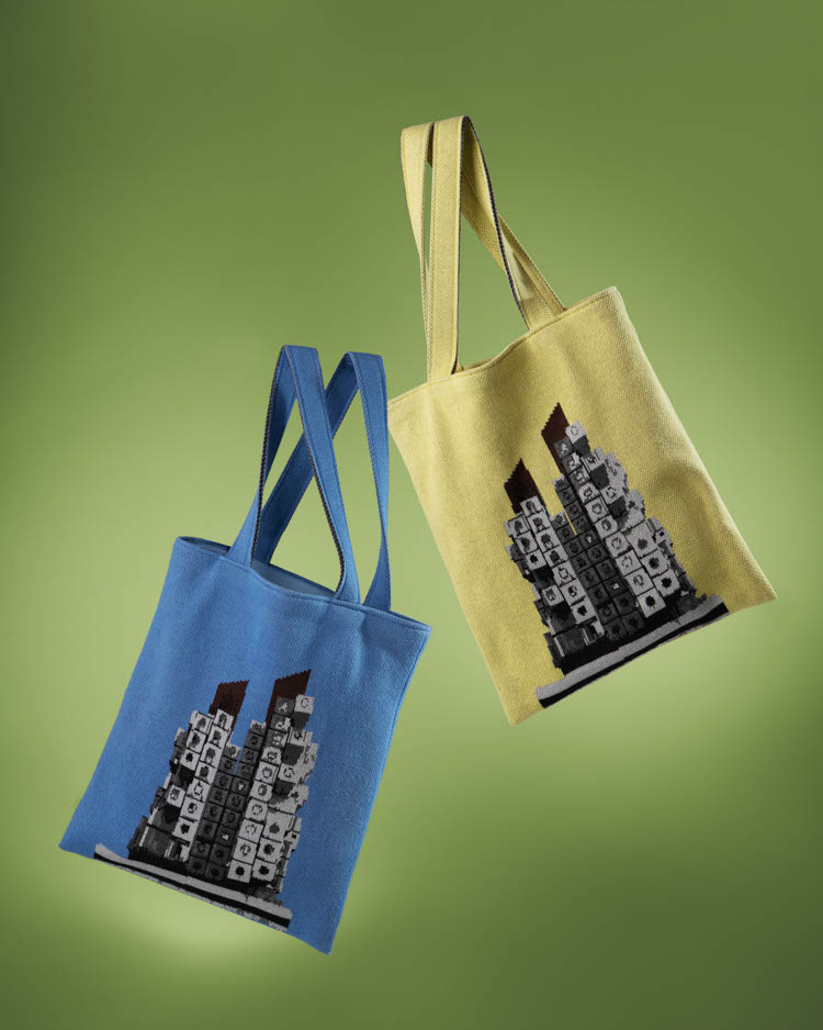 黑川紀章中銀膠囊大樓針織單肩袋