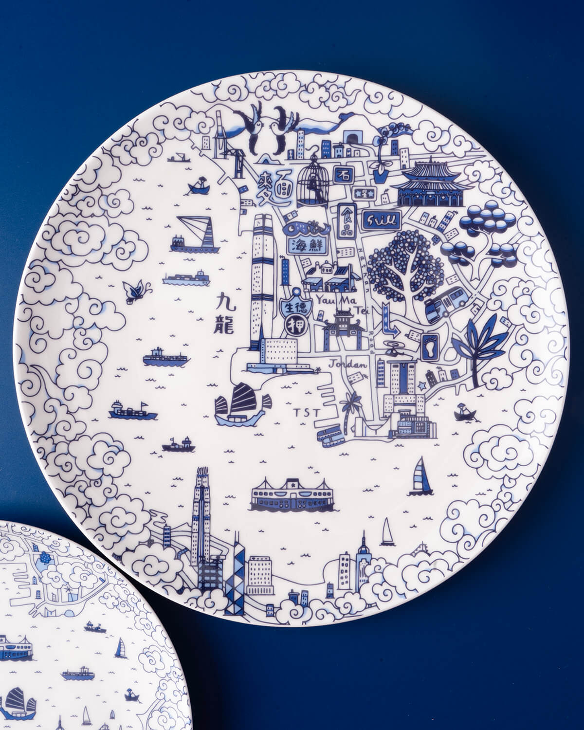 Faux - Kowloon Willow 10.5" Dinner Plates (Set of 4) - Blue