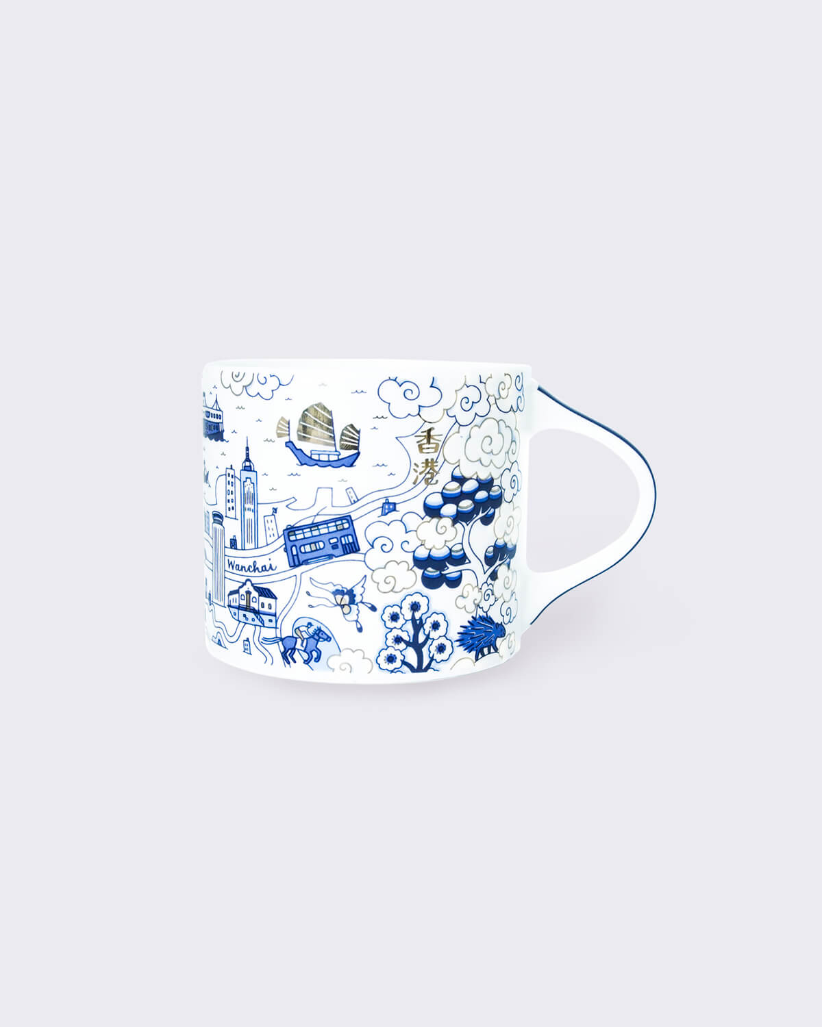 Faux - Hong Kong Willow Festive Mug - Blue & Silver 