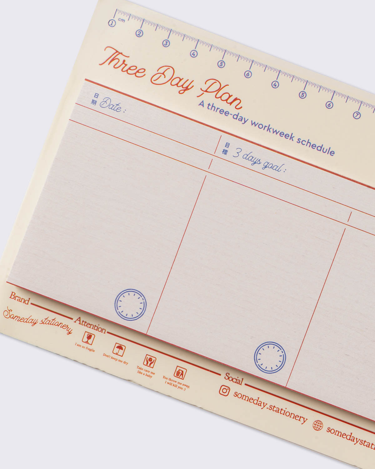 Someday Stationary 'Three Days Plan' Memo Notepad, , large